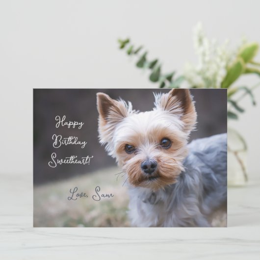 Yorkshire Terrier Custom Birthday Kaart (Staand voorkant)