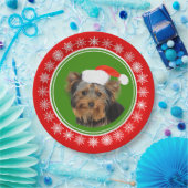 Yorkshire Terrier Cute Santa Hat Kerstmis Papieren Bordje (Feest)