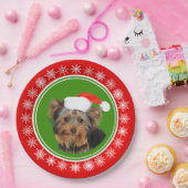 Yorkshire Terrier Cute Santa Hat Kerstmis Papieren Bordje (Feest)