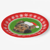 Yorkshire Terrier Cute Santa Hat Kerstmis Papieren Bordje (Gekanteld)