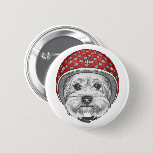 Yorkshire Terrier Dareduivel Ronde Button 5,7 Cm (Voorkant /achterkant)