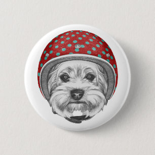 Yorkshire Terrier Dareduivel Ronde Button 5,7 Cm