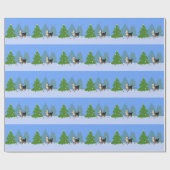 Yorkshire Terrier die kerstboombossen versiert Cadeaupapier (Vlak)