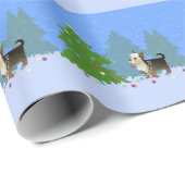 Yorkshire Terrier die kerstboombossen versiert Cadeaupapier (Rol Hoek)