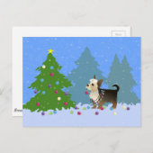 Yorkshire Terrier die kerstboombossen versiert Feestdagenkaart (Voorkant / Achterkant)