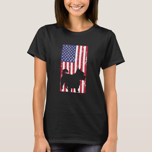 Yorkshire Terrier Distressed Patriotic All America T-shirt (Voorkant)