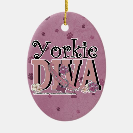 Yorkshire Terrier DIVA Keramisch Ornament (Voorkant)