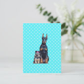 Yorkshire Terrier Doberman Blauwe stippen Briefkaart (Staand voorkant)