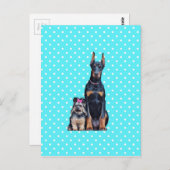 Yorkshire Terrier Doberman Blauwe stippen Briefkaart (Voorkant / Achterkant)