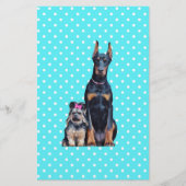 Yorkshire Terrier Doberman Blauwe stippen Briefpapier (Voorkant)