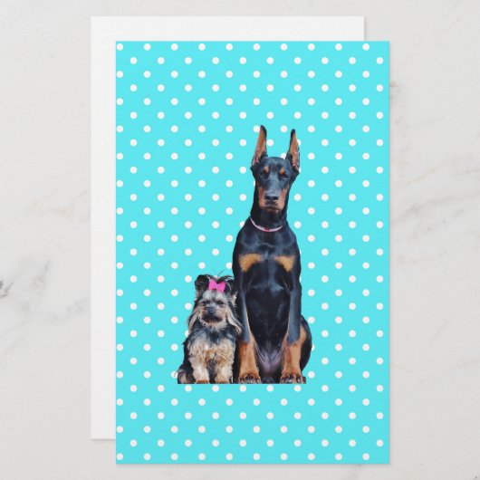 Yorkshire Terrier Doberman Blauwe stippen Briefpapier (Voorkant / Achterkant)