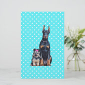 Yorkshire Terrier Doberman Blauwe stippen Briefpapier (Staand voorkant)