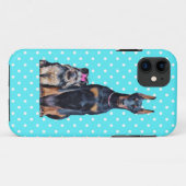 Yorkshire Terrier Doberman Blauwe stippen Case-Mate iPhone Case (Achterkant (horizontaal))