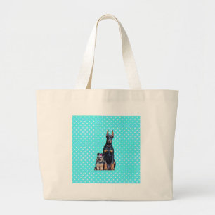 Yorkshire Terrier Doberman Blauwe stippen Grote Tote Bag