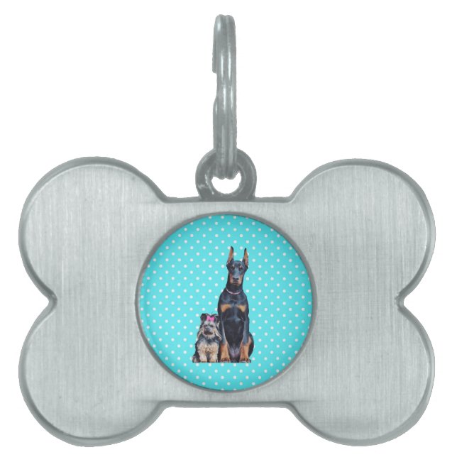 Yorkshire Terrier Doberman Blauwe stippen Huisdieren Naamplaatje (voorkant)