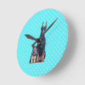 Yorkshire Terrier Doberman Blauwe stippen Ronde Klok (Hoek)