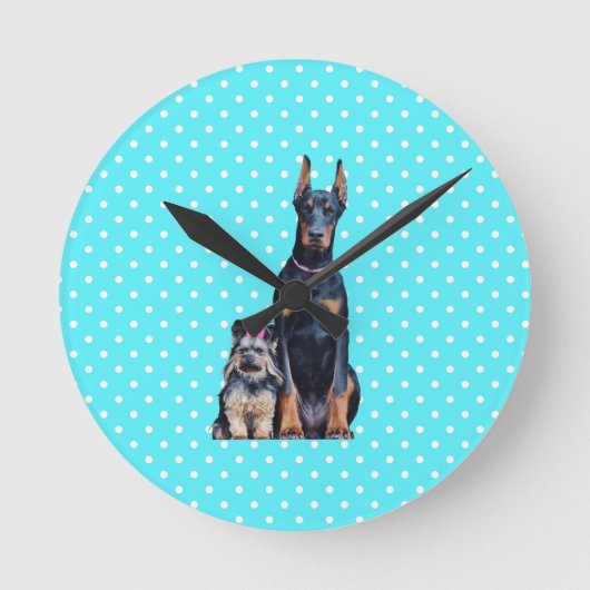 Yorkshire Terrier Doberman Blauwe stippen Ronde Klok (Voorkant)