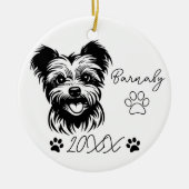 Yorkshire Terrier Dog Aangepaste naam & Jaar Keramisch Ornament (Voorkant)