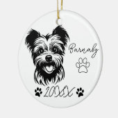 Yorkshire Terrier Dog Aangepaste naam & Jaar Keramisch Ornament (Links)