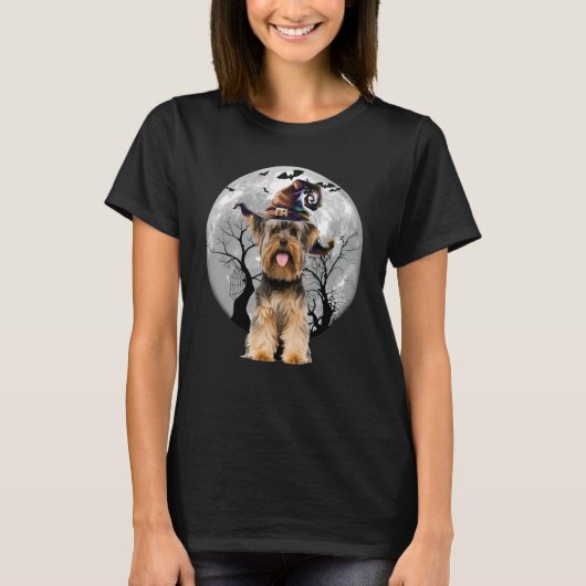 Yorkshire Terrier Dog And Moon Halloween Costume D T-shirt (Voorkant)