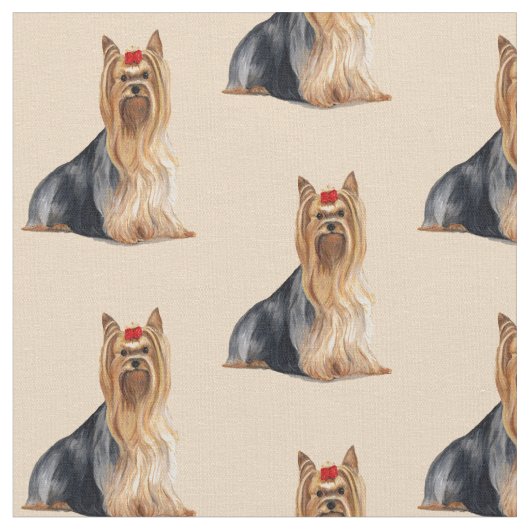 Yorkshire Terrier Dog Art Fabric Stof (Close Up)