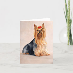 Yorkshire Terrier Dog Art Oil Painting Note Card Kaart