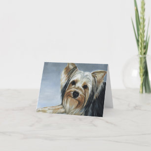 Yorkshire Terrier Dog Art Oil Painting Note Card Kaart