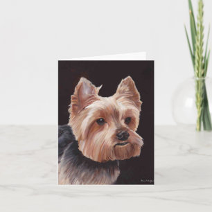 Yorkshire Terrier Dog Art Oil Painting Note Kaart