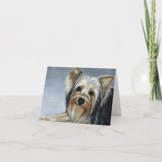 Yorkshire Terrier Dog Art Oil Painting Note Kaart (Voorkant)