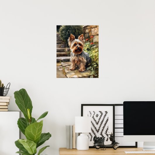 Yorkshire Terrier Dog Art Print Poster (Thuiskantoor)