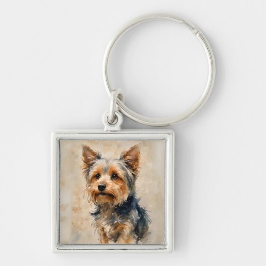 Yorkshire Terrier Dog Art  Sleutelhanger (Voorkant)