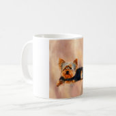 Yorkshire Terrier Dog Art Waterverf Portret Koffiemok (Voorkant links)