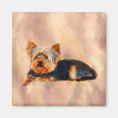 Yorkshire Terrier Dog Art Waterverf Portret Magneet (Voorkant)