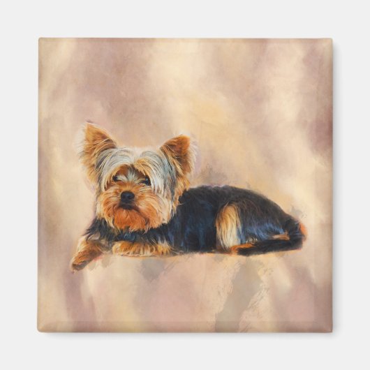 Yorkshire Terrier Dog Art Waterverf Portret Magneet (Voorkant)