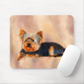 Yorkshire Terrier Dog Art Waterverf Portret Muismat (Met muis)