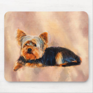 Yorkshire Terrier Dog Art Waterverf Portret Muismat
