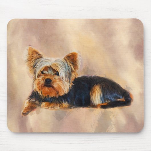 Yorkshire Terrier Dog Art Waterverf Portret Muismat (Voorkant)