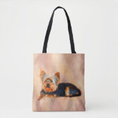 Yorkshire Terrier Dog Art Waterverf Portret Tote Bag (Voorkant)