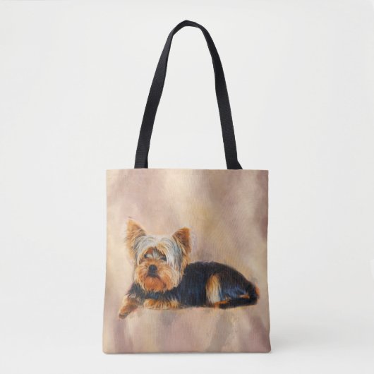 Yorkshire Terrier Dog Art Waterverf Portret Tote Bag (Voorkant)