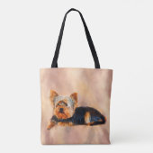 Yorkshire Terrier Dog Art Waterverf Portret Tote Bag (Achterkant)