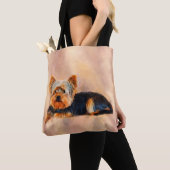Yorkshire Terrier Dog Art Waterverf Portret Tote Bag (Dichtbij)