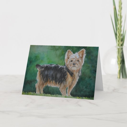 Yorkshire Terrier Dog Art Waterverf Wenskaart Kaart (Voorkant)