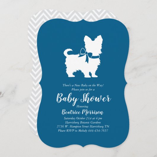 Yorkshire Terrier Dog Baby shower Blue Boy Kaart (Voorkant / Achterkant)