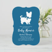 Yorkshire Terrier Dog Baby shower Blue Boy Kaart (Staand voorkant)
