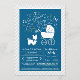 Yorkshire Terrier Dog Baby shower Blue Boy Kaart
