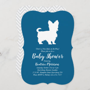 Yorkshire Terrier Dog Baby shower Blue Boy Kaart