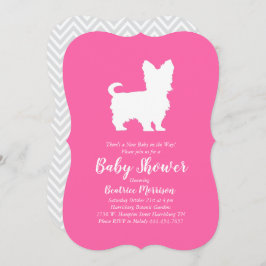 Yorkshire Terrier Dog Baby shower Pink Girl Kaart
