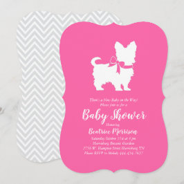 Yorkshire Terrier Dog Baby shower Pink Girl Kaart