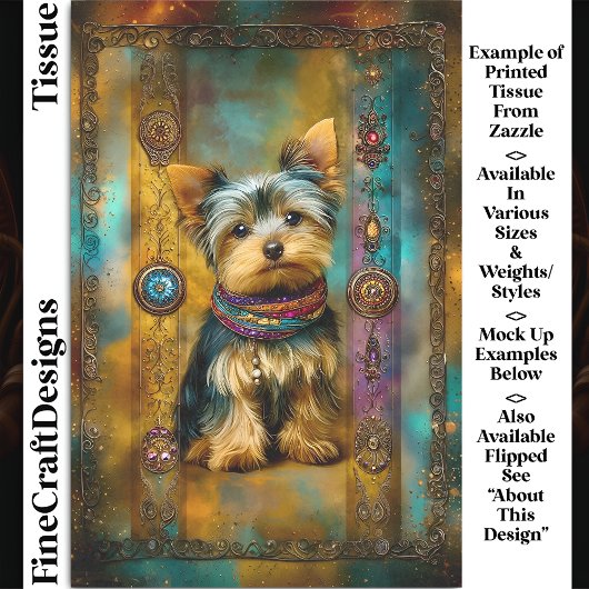 Yorkshire Terrier Dog Baroque Frame DY3L Decoupage Tissuepapier