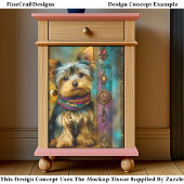 Yorkshire Terrier Dog Baroque Frame DY3L Decoupage Tissuepapier